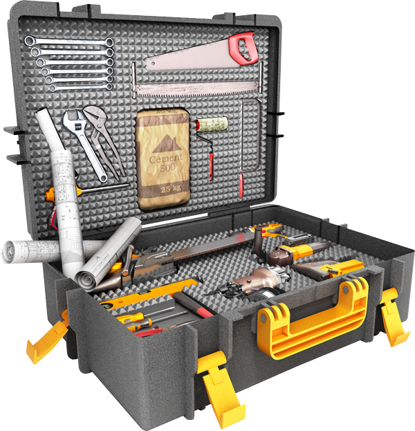Werkzeugkoffer gefüllt mit Werkzeug
